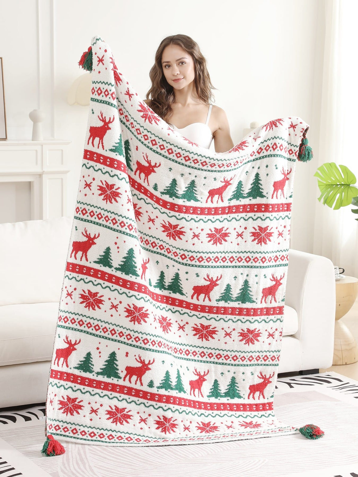 JCL6304 Christmas Tassel Throw Blanket - MiMi Wholesale