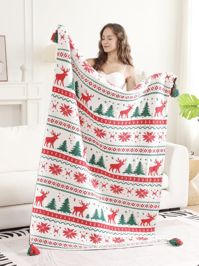 JCL6304 Christmas Tassel Throw Blanket - MiMi Wholesale