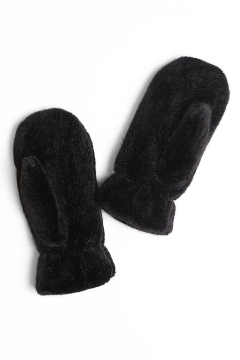 JG905 Solid Faux Fur Mittens - MiMi Wholesale