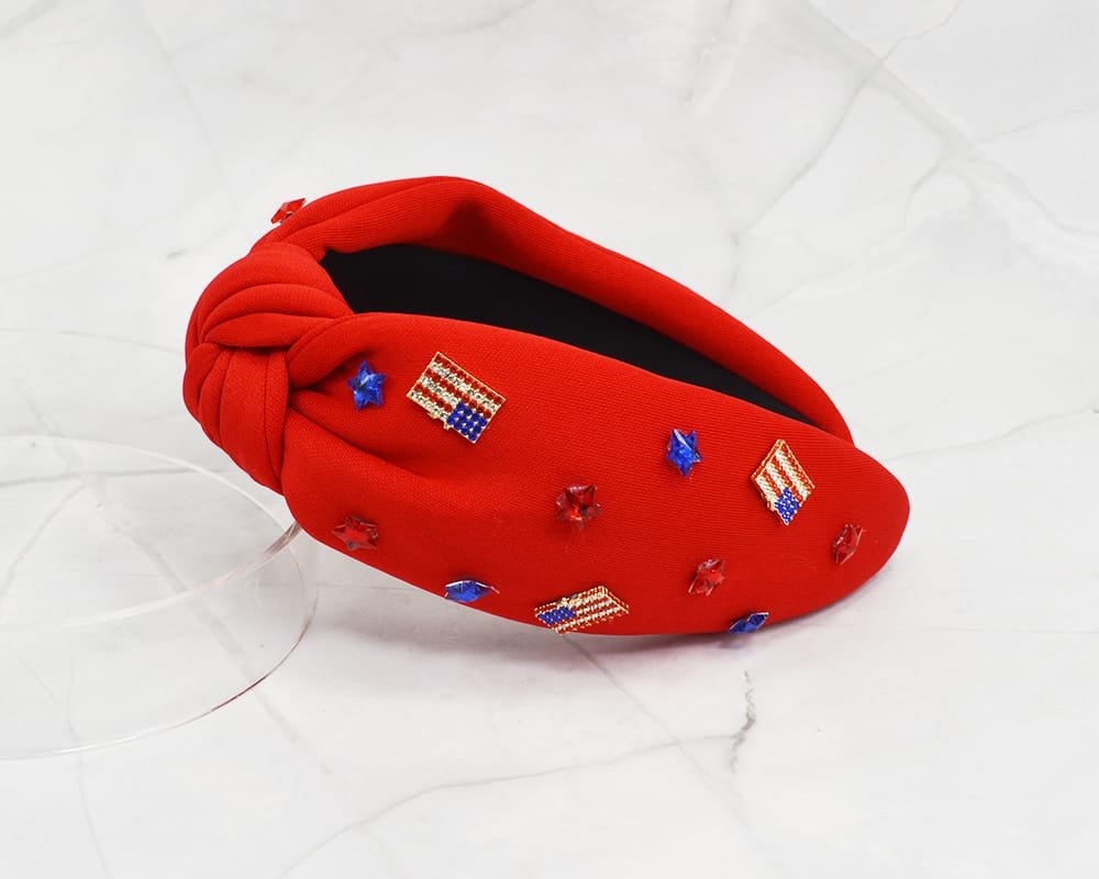 JHB1152 American Flag Star Knotted Headband - MiMi Wholesale