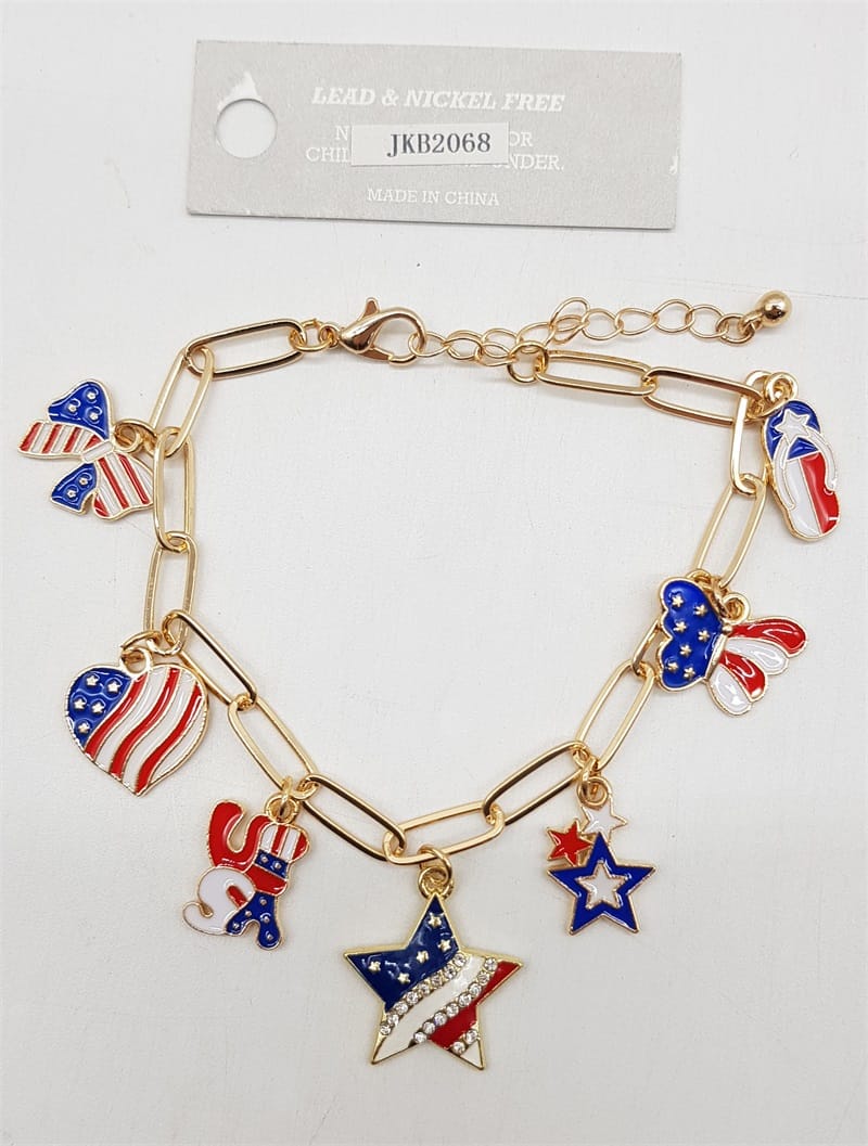 JKB2068 Americana Jane Charm Bracelet - MiMi Wholesale