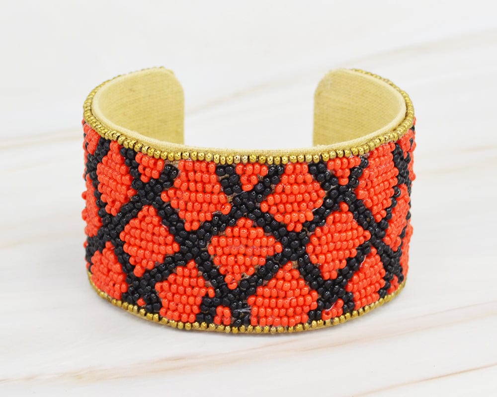 JMB1002 Gameday X Cross Beaded Cuff - MiMi Wholesale