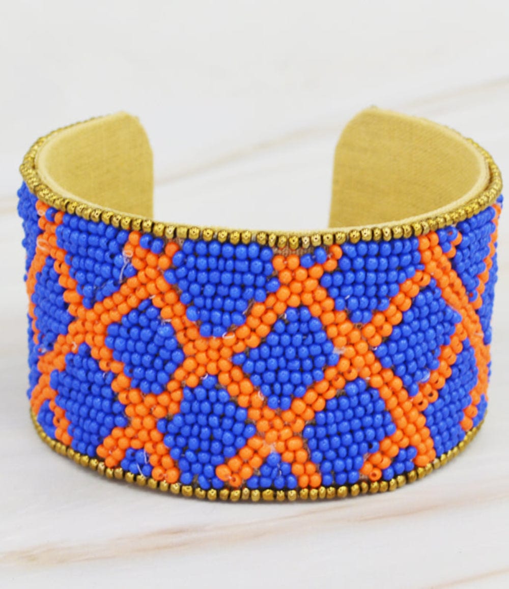 JMB1002 Gameday X Cross Beaded Cuff - MiMi Wholesale
