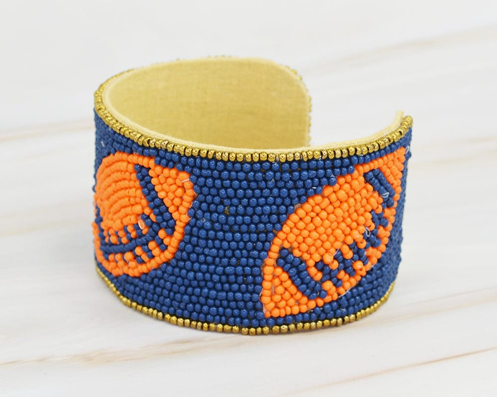 JMB1003 Gameday Football Beaded Cuff - MiMi Wholesale
