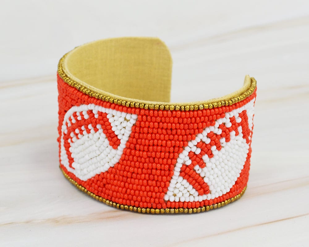 JMB1003 Gameday Football Beaded Cuff - MiMi Wholesale