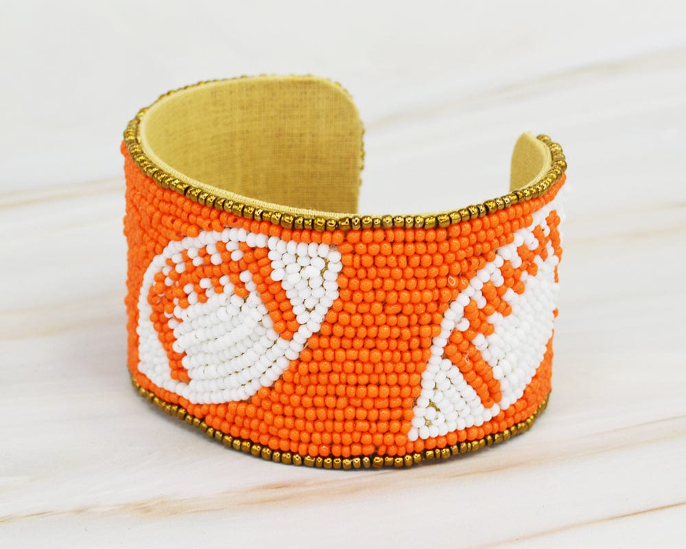 JMB1003 Gameday Football Beaded Cuff - MiMi Wholesale