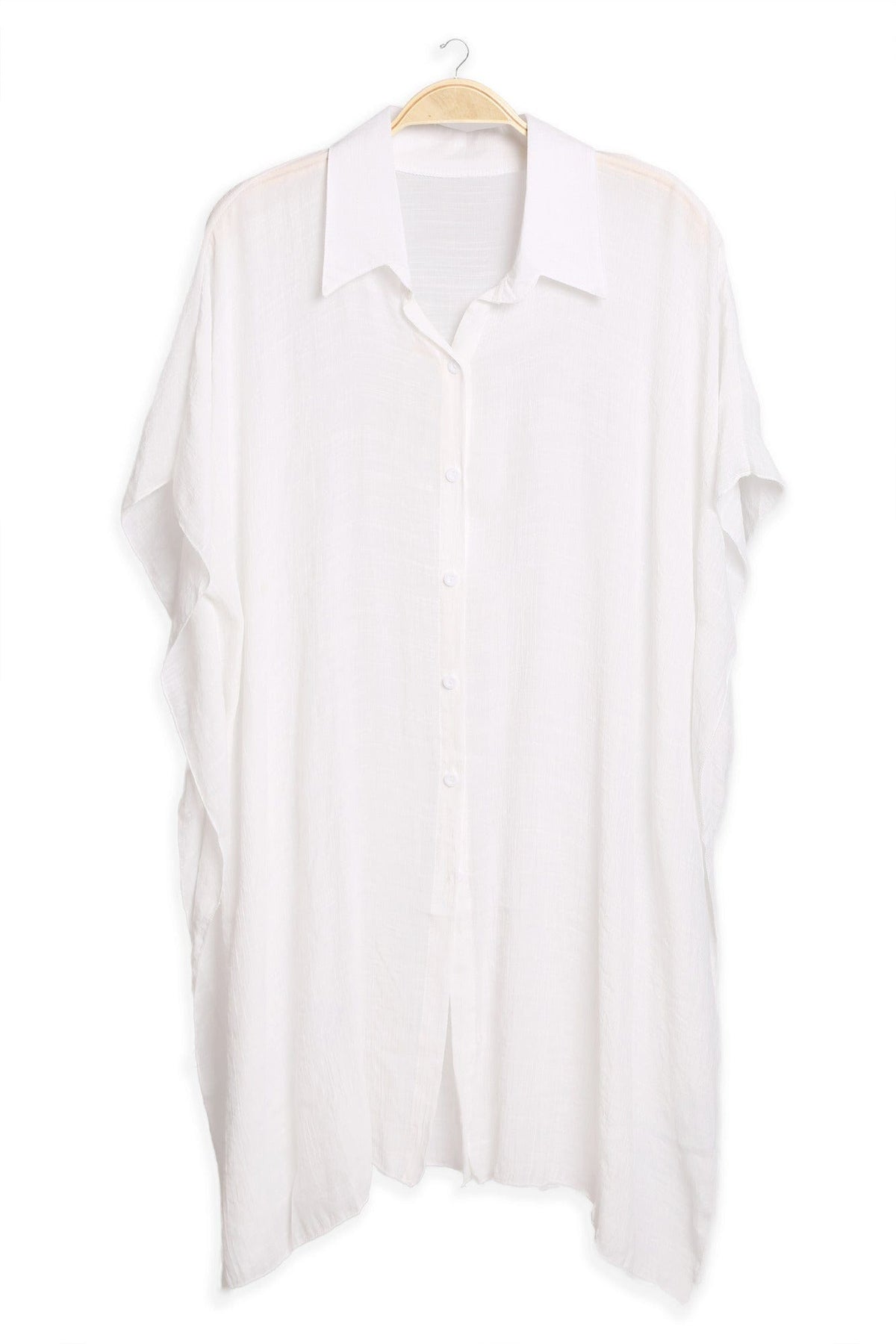 JP5009 Oversized Long Sleeveless Button Up Shirt - MiMi Wholesale