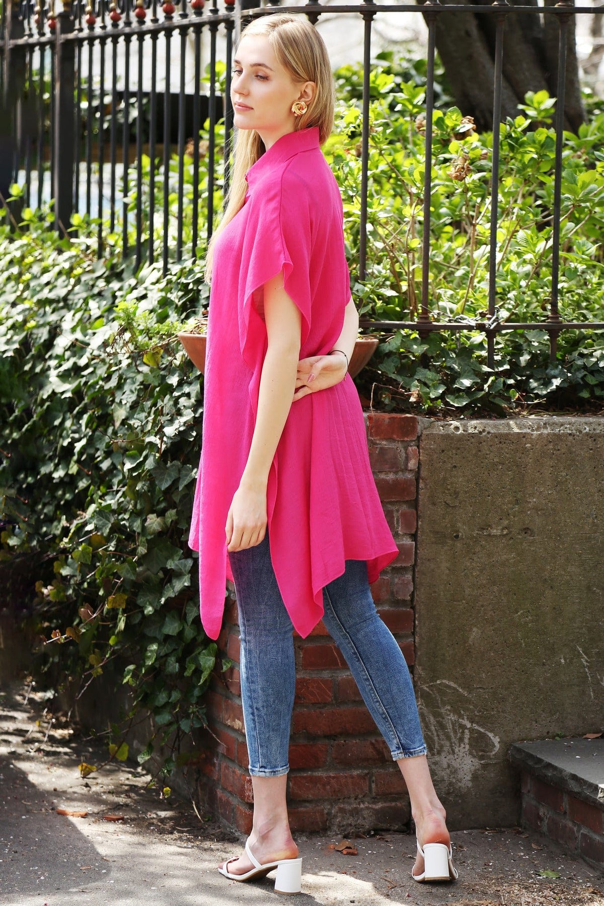 JP5009 Oversized Long Sleeveless Button Up Shirt - MiMi Wholesale