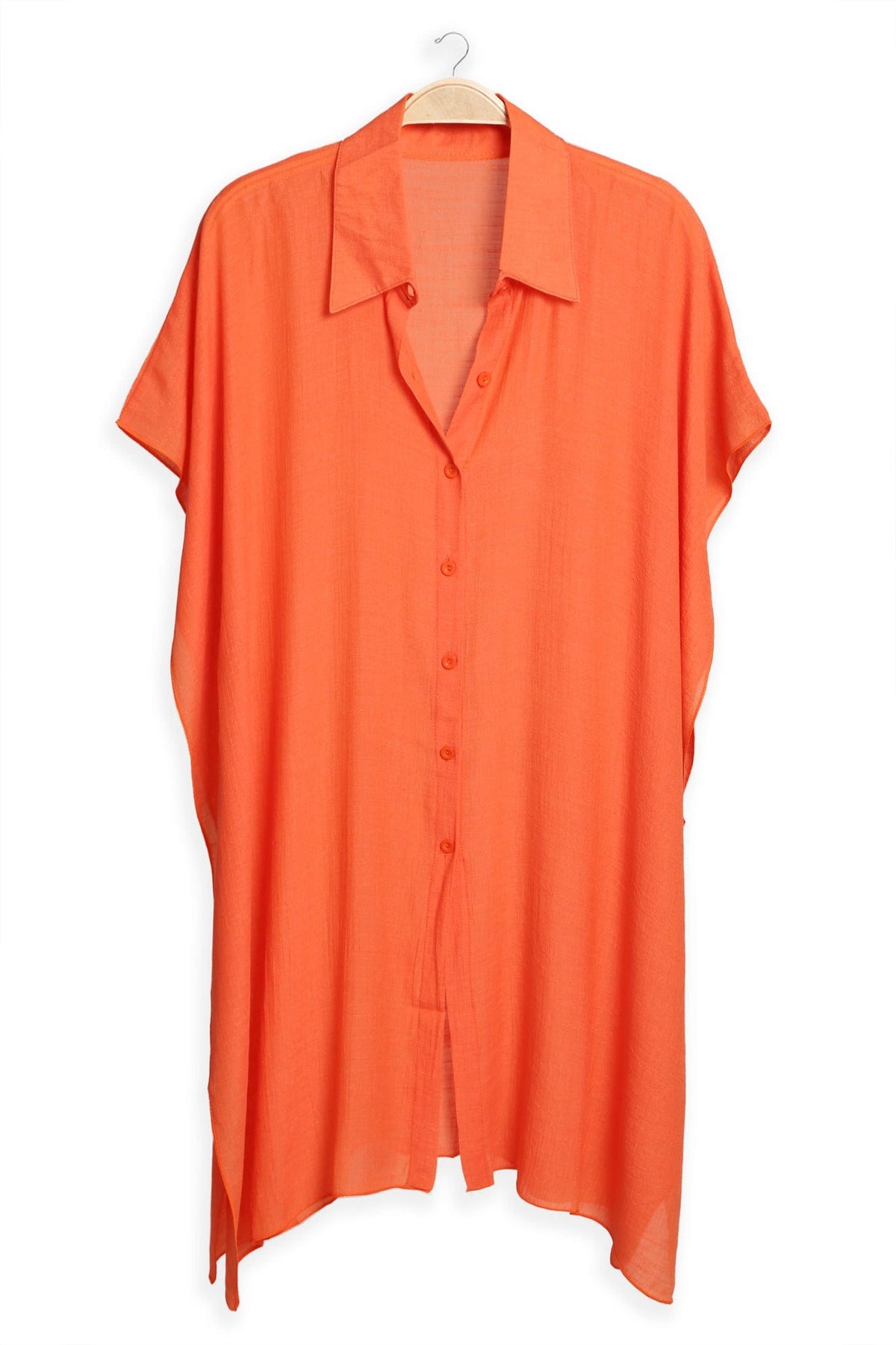 JP5009 Oversized Long Sleeveless Button Up Shirt - MiMi Wholesale