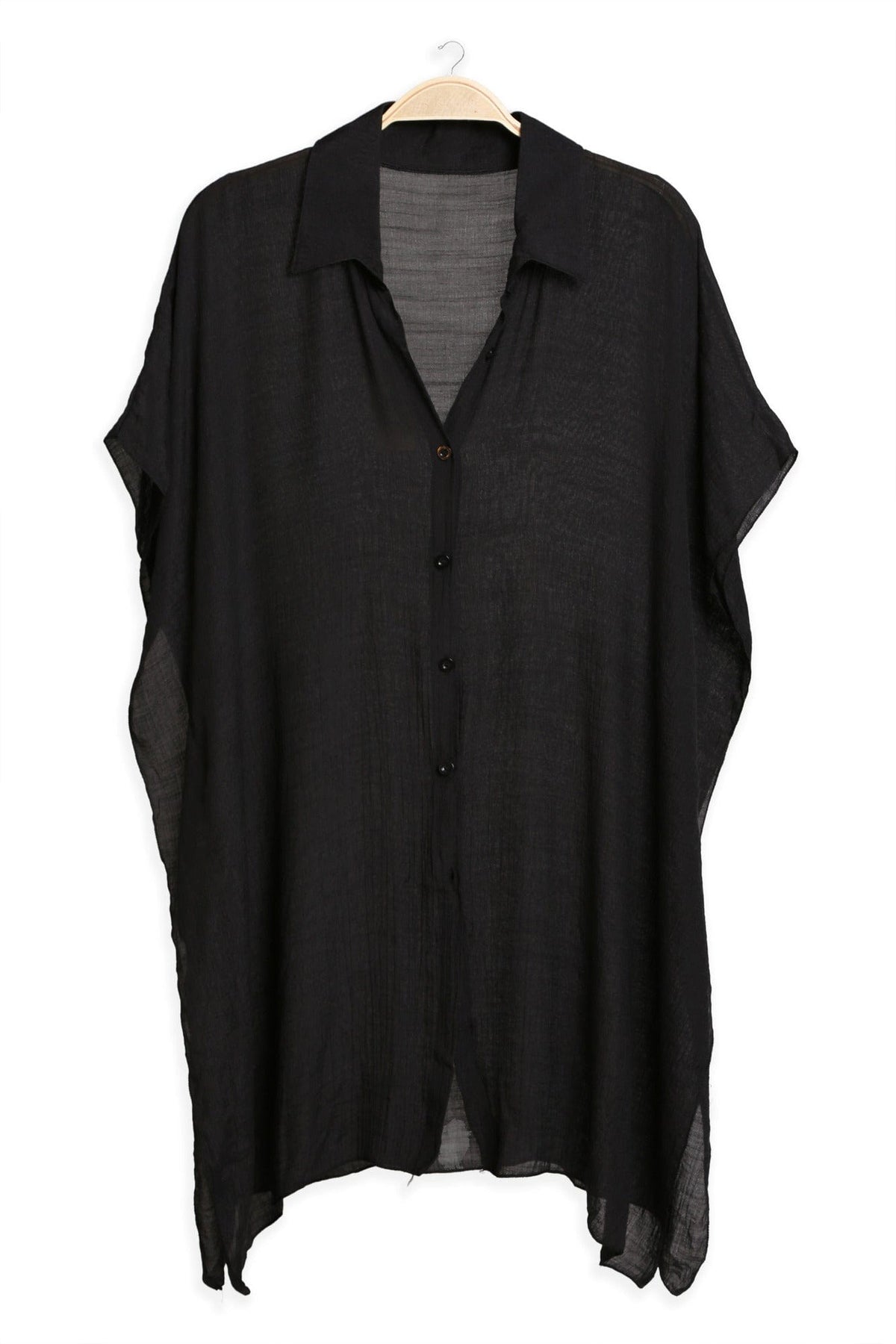 JP5009 Oversized Long Sleeveless Button Up Shirt - MiMi Wholesale