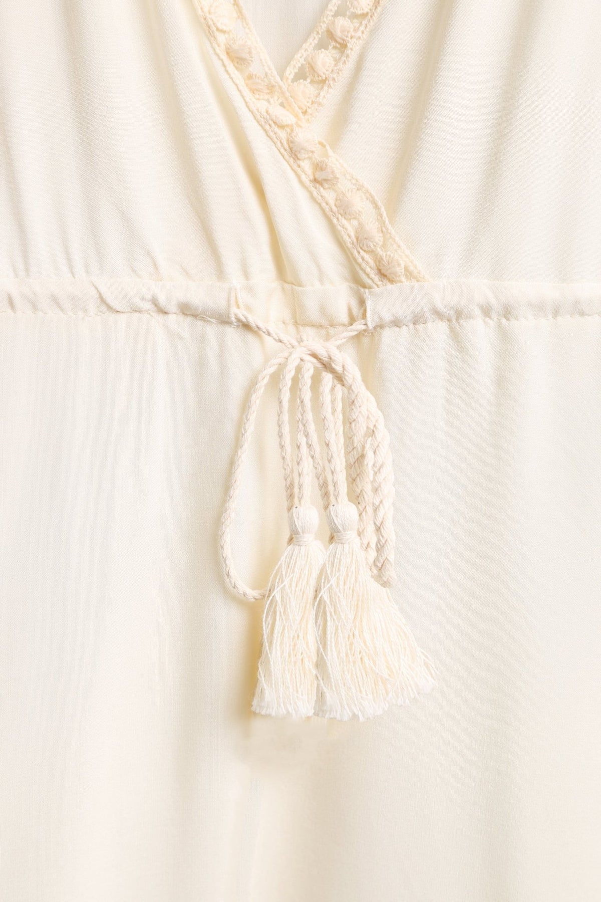 JP6027 Embroidered Leaves Cover Up/Dress With Tassel Ties - MiMi Wholesale