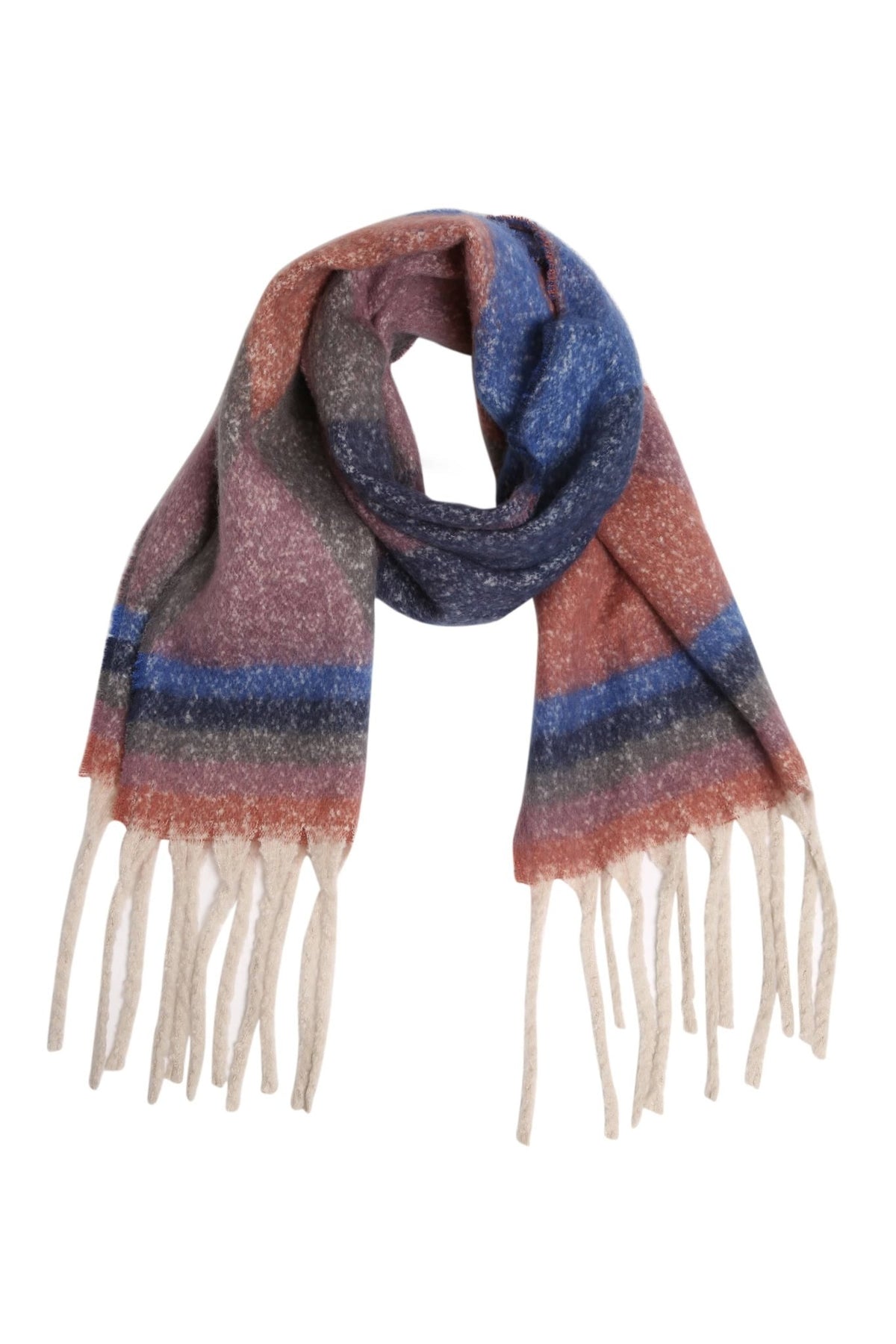 JS2418 Geo Chunky Oblong Scarf with Fringe - MiMi Wholesale