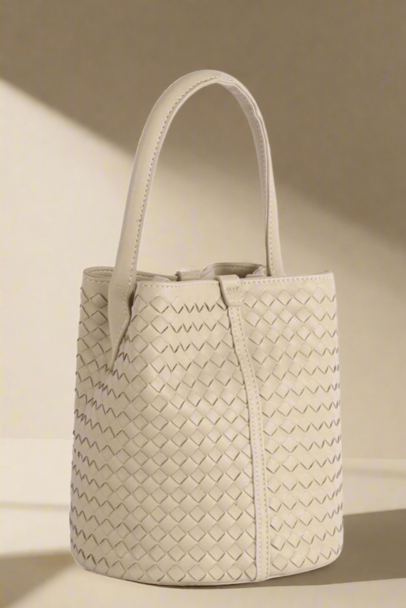 JYE0565 2 in 1 Woven Bucket/Satchel Bag With Pouch - MiMi Wholesale