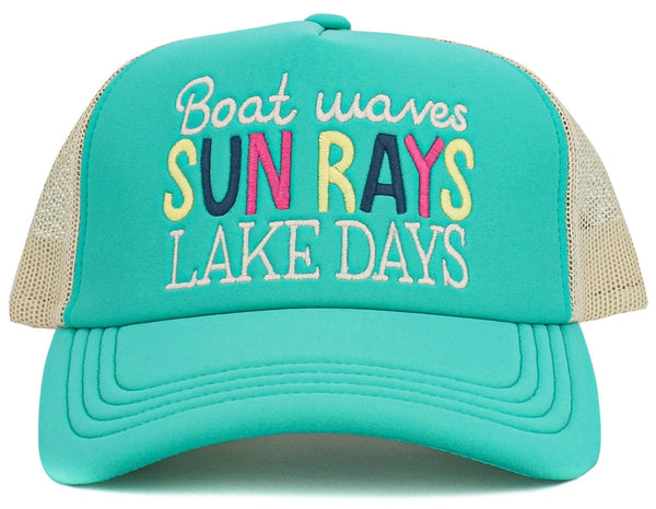 KBV1581 Boat Waves Sun Rays Lake Days Meshback 5 Panel Ballcap - MiMi Wholesale