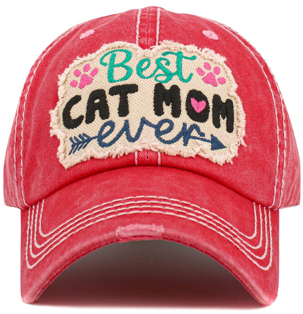 KBV1587 Best Cat Mom Ever Vintage Baseball Cap - MiMi Wholesale