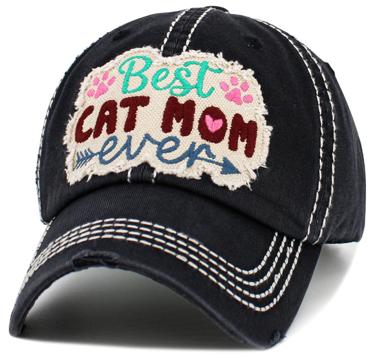 KBV1587 Best Cat Mom Ever Vintage Baseball Cap - MiMi Wholesale