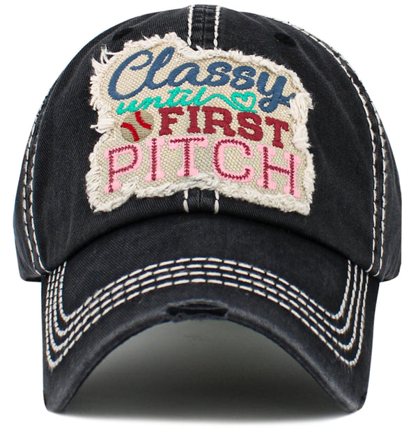 KBV1593 Classy Until First Pitch Vintage Baseball Cap - MiMi Wholesale
