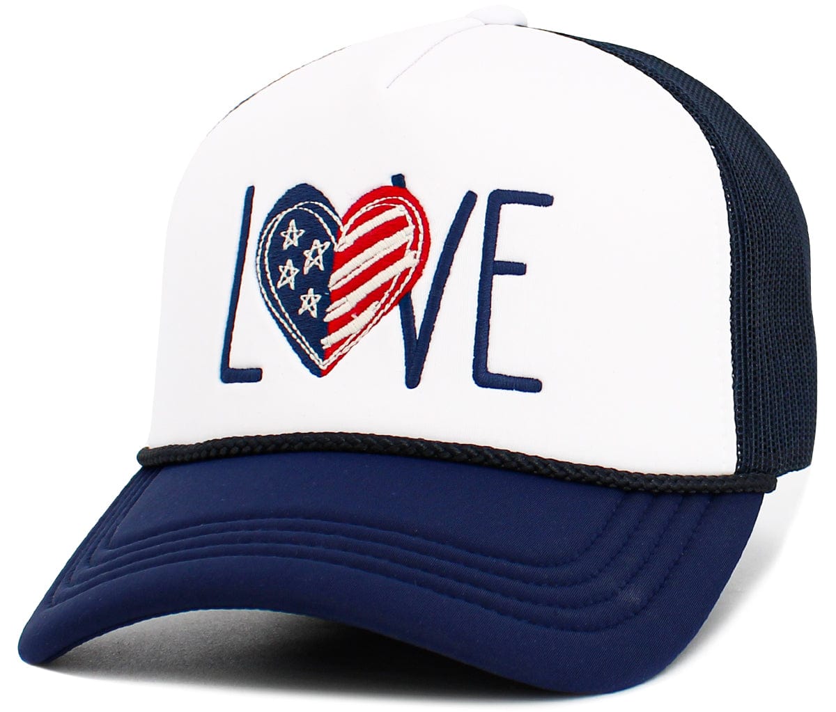 KBV1619 Love Heart Flag Foam Trucker Mesh Cap - MiMi Wholesale
