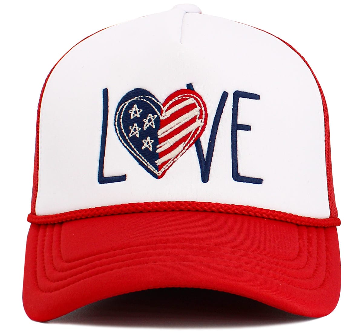 KBV1619 Love Heart Flag Foam Trucker Mesh Cap - MiMi Wholesale