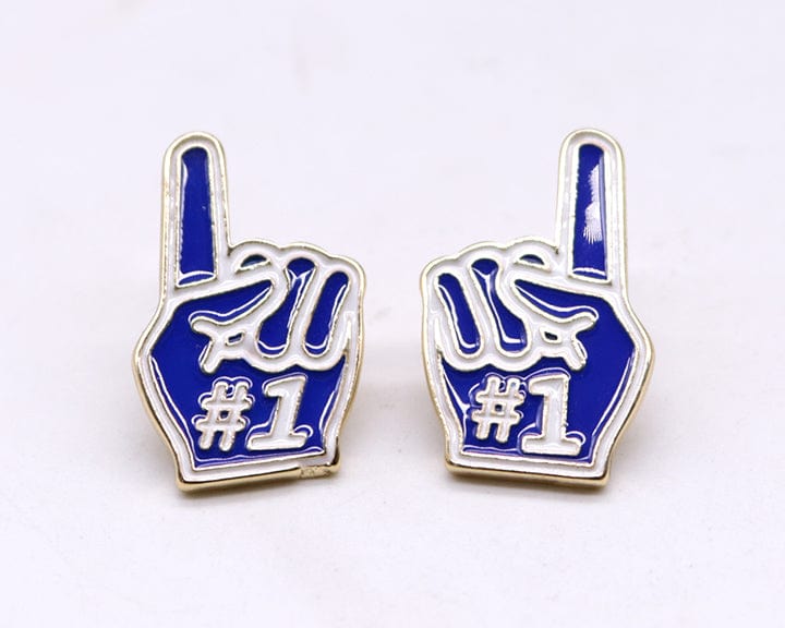KE1003 Number 1 Finger Gameday Post Earrings - MiMi Wholesale