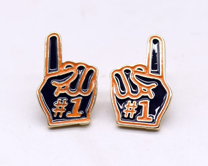 KE1003 Number 1 Finger Gameday Post Earrings - MiMi Wholesale