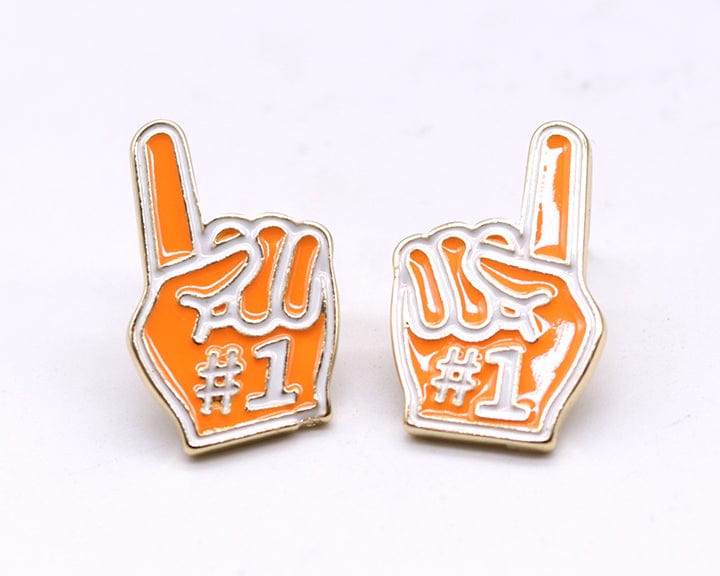 KE1003 Number 1 Finger Gameday Post Earrings - MiMi Wholesale