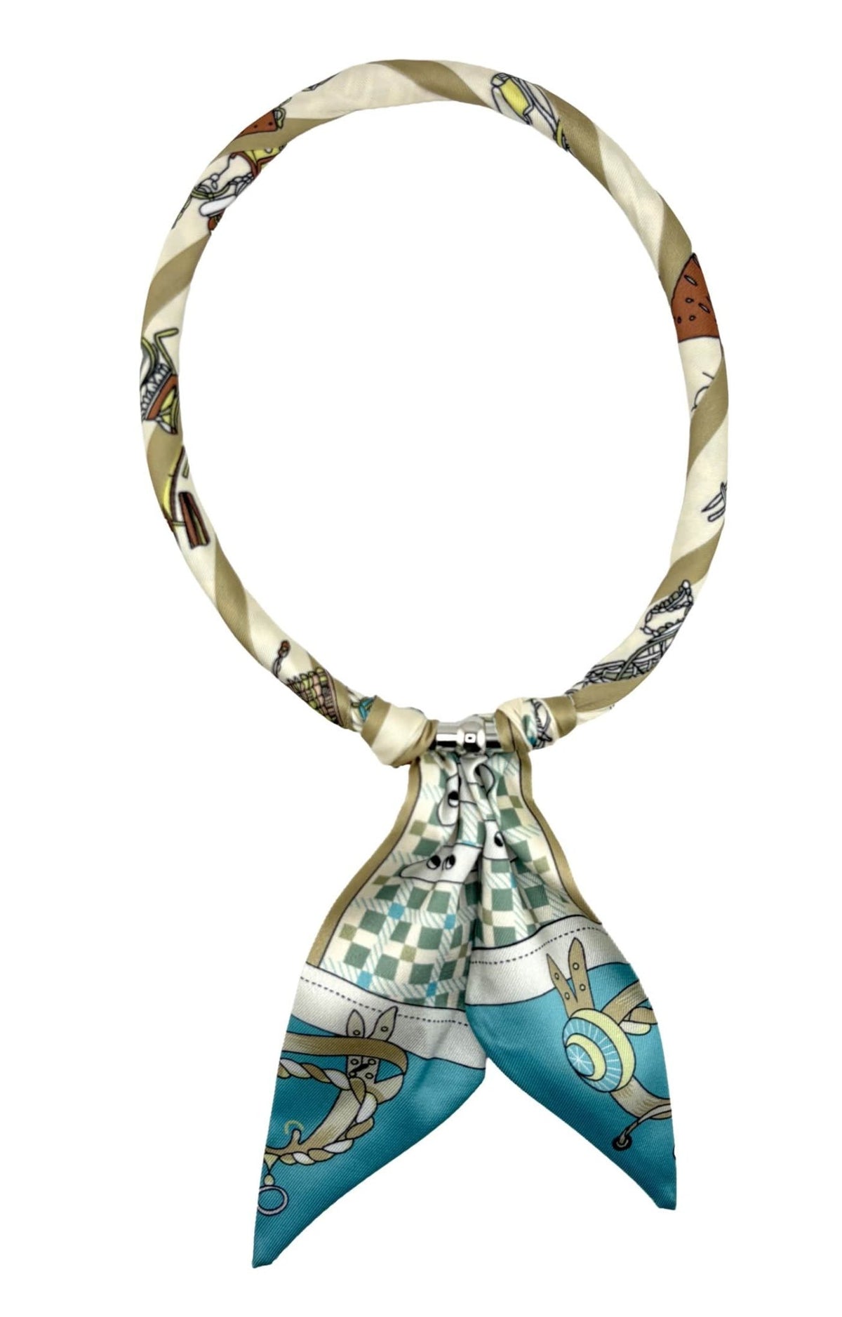 KNSS416 Nautical Equestrian Print Scarf Necklace - MiMi Wholesale