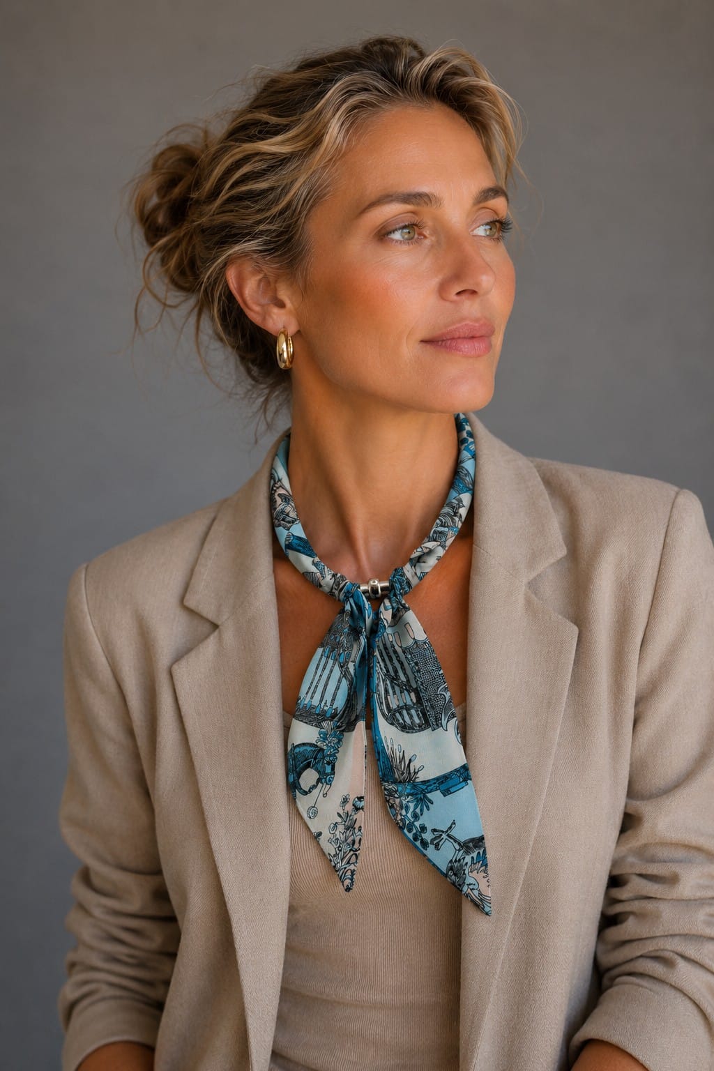 KNSS417 Coastal Print Scarf Necklace - MiMi Wholesale