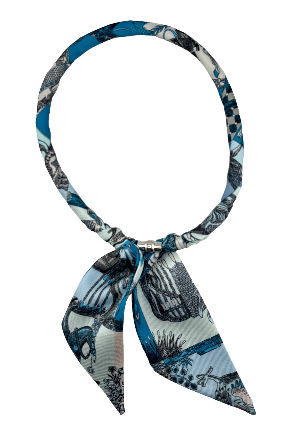 KNSS417 Coastal Print Scarf Necklace - MiMi Wholesale