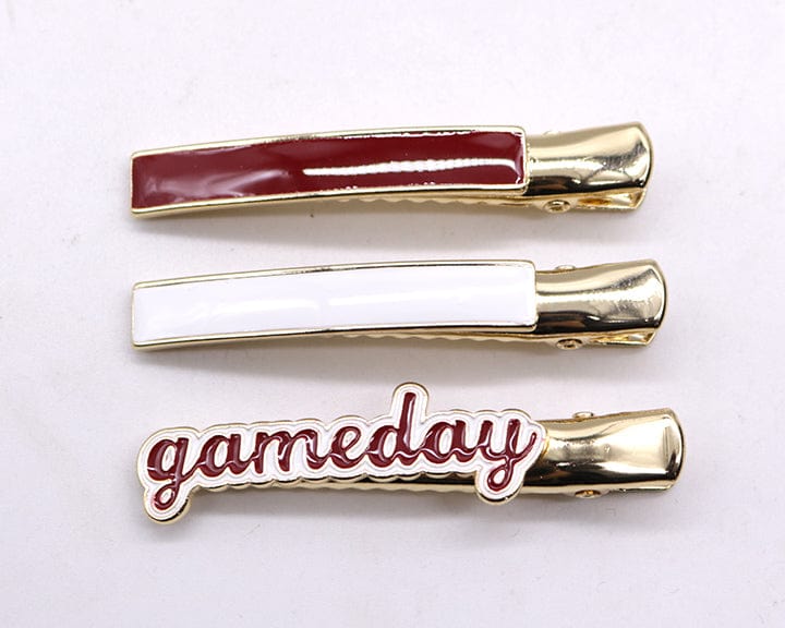 KPIN1004 Game Day Collegiate 3 Piece Hairclip Set - MiMi Wholesale