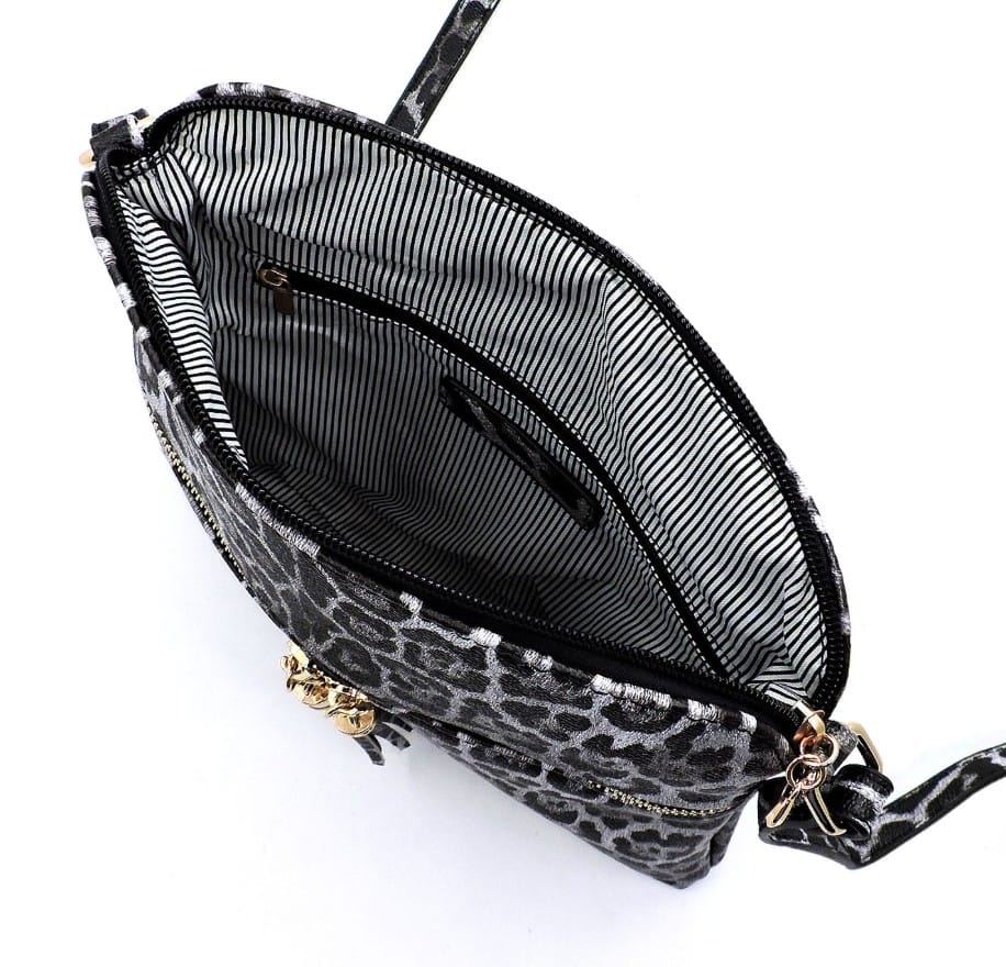 LE062 Tessa Leopard Print Tassel Crossbody Bag - MiMi Wholesale