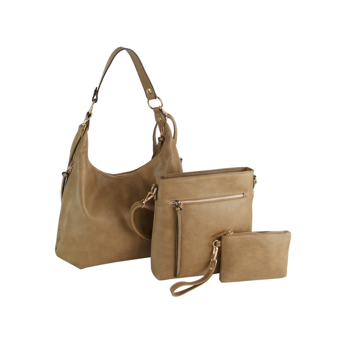 LMD038Z 3 in 1 Hobo, Crossbody, Wristlet Set - MiMi Wholesale