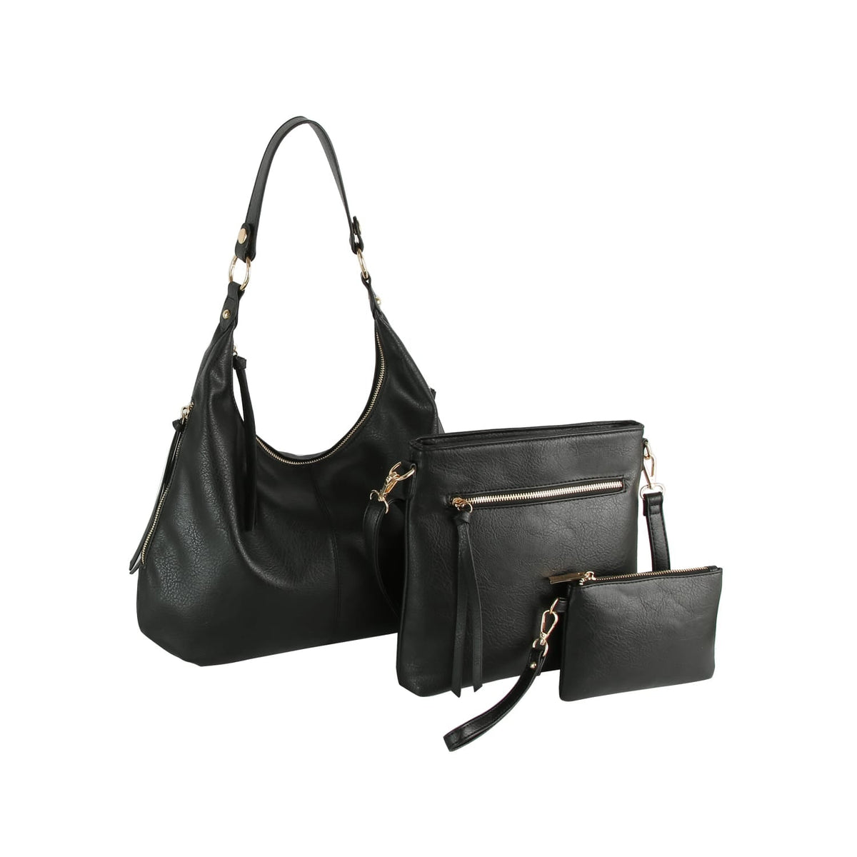LMD038Z 3 in 1 Hobo, Crossbody, Wristlet Set - MiMi Wholesale