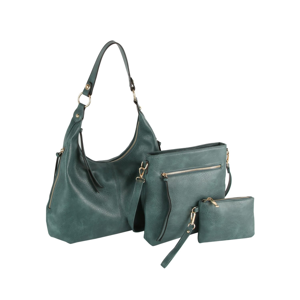 LMD038Z 3 in 1 Hobo, Crossbody, Wristlet Set - MiMi Wholesale