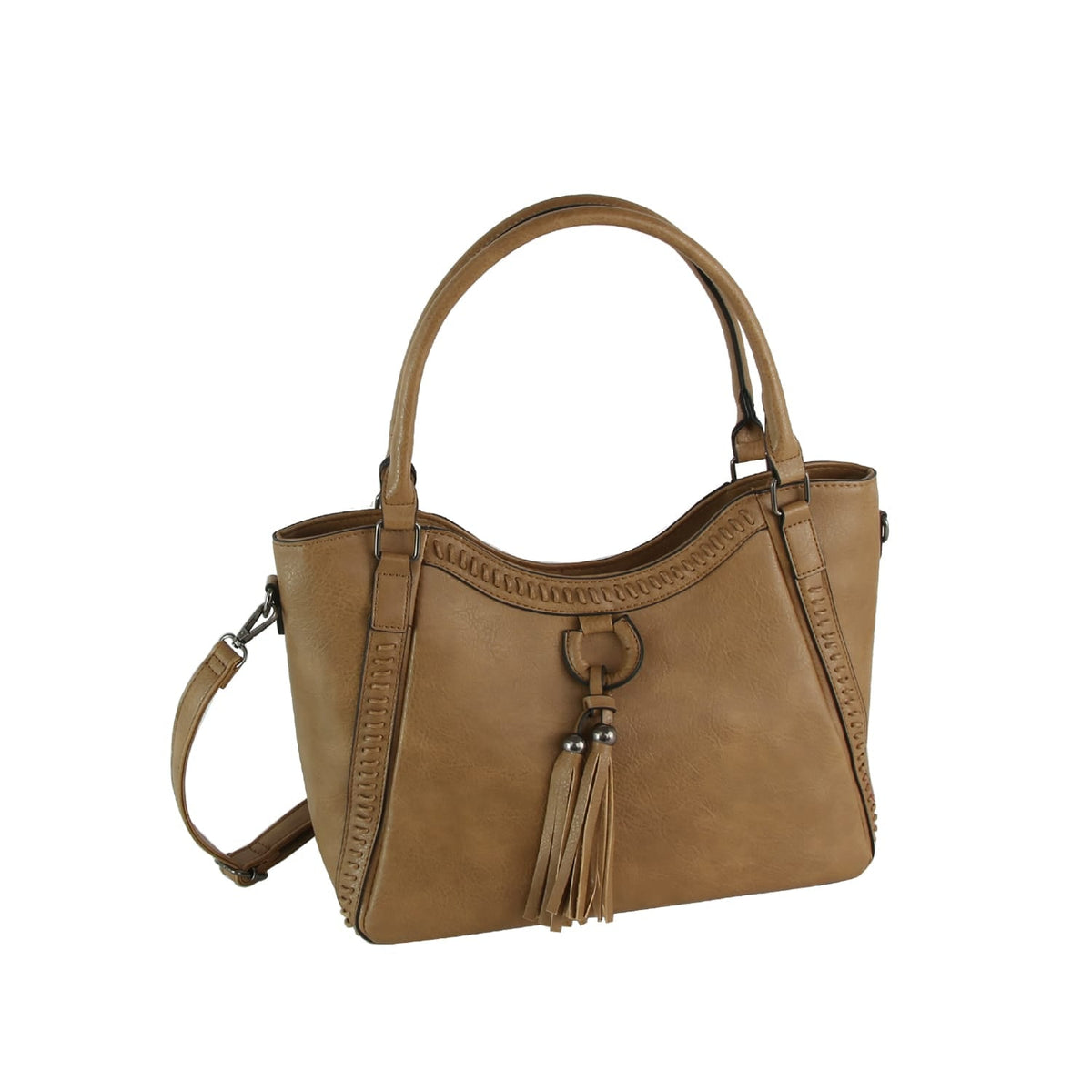 LMD039 Tracy Tassel Stitch Satchel - MiMi Wholesale