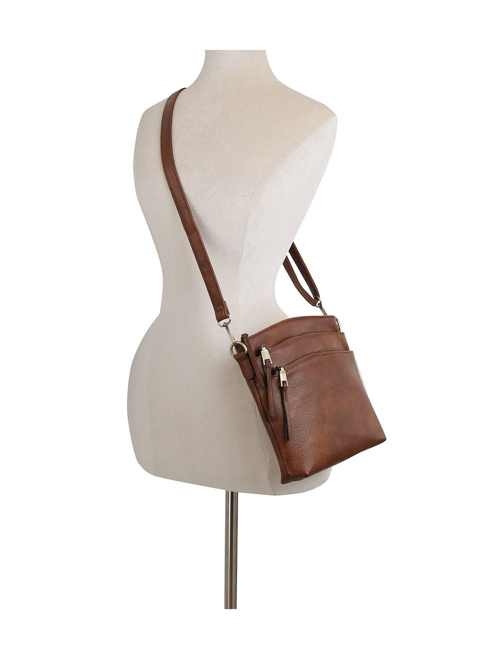 LQ284 - 1 Triple Zipper Crossbody Bag - MiMi Wholesale