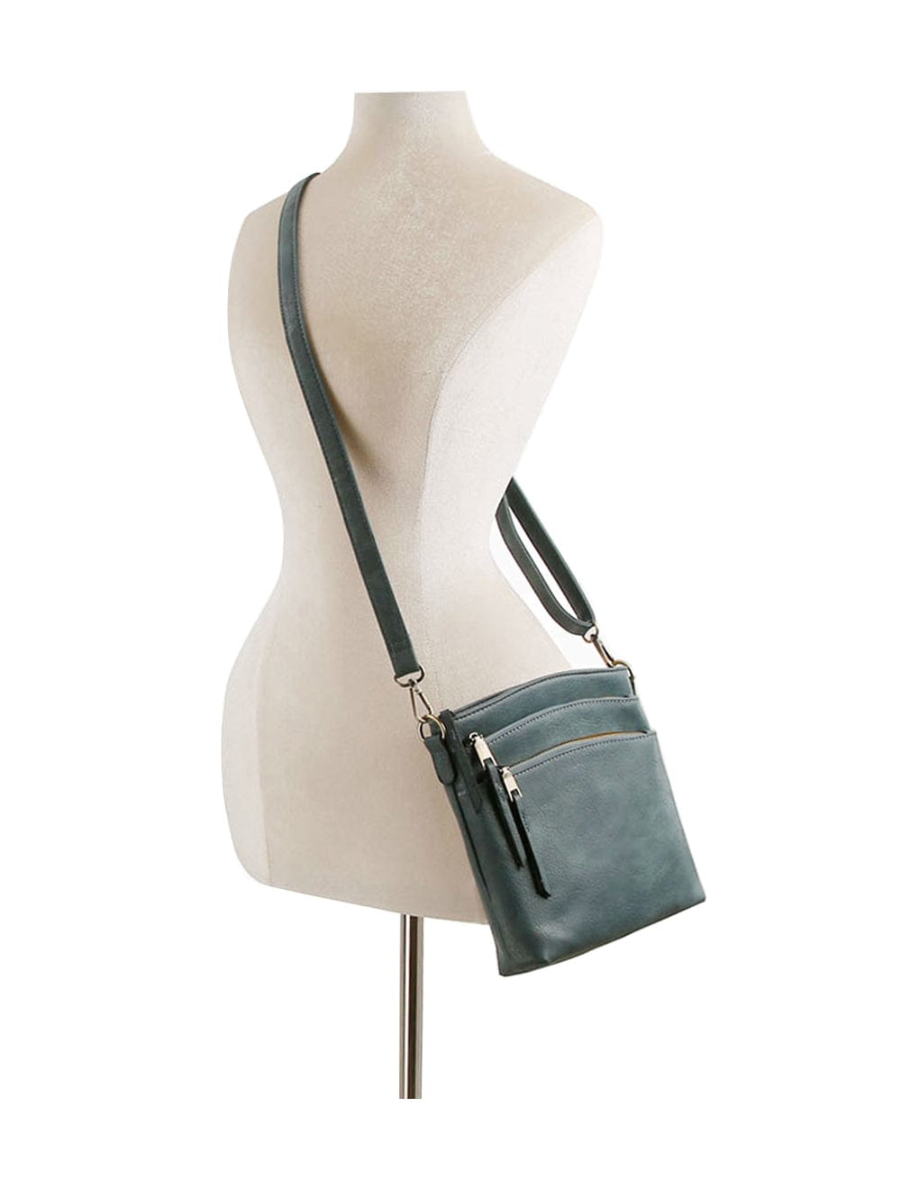 LQ284 - 1 Triple Zipper Crossbody Bag - MiMi Wholesale