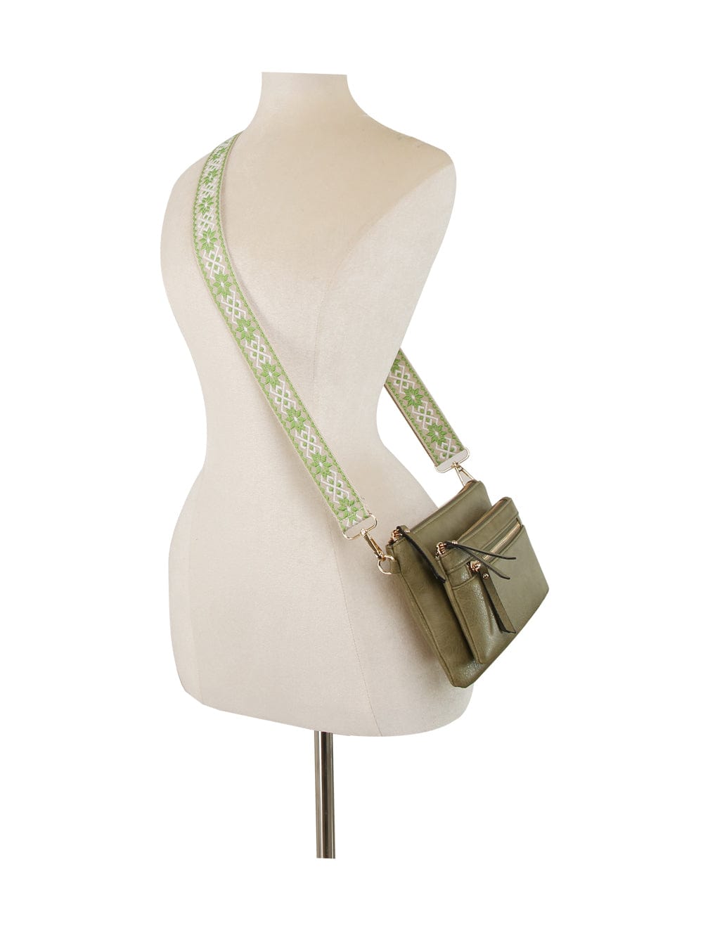 LQ342 - Z Melissa Multi Zip Pocket Crossbody With Guitar Strap - MiMi Wholesale