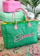 MB0204 Sewn Rope Summer Letter Fringe Tote Bag - MiMi Wholesale