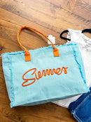 MB0204 Sewn Rope Summer Letter Fringe Tote Bag - MiMi Wholesale