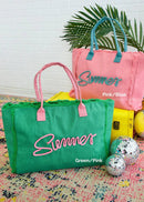 MB0204 Sewn Rope Summer Letter Fringe Tote Bag - MiMi Wholesale