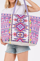 MB0300 Aztec Print Tassel Tote Bag - MiMi Wholesale