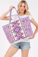 MB0300 Aztec Print Tassel Tote Bag - MiMi Wholesale