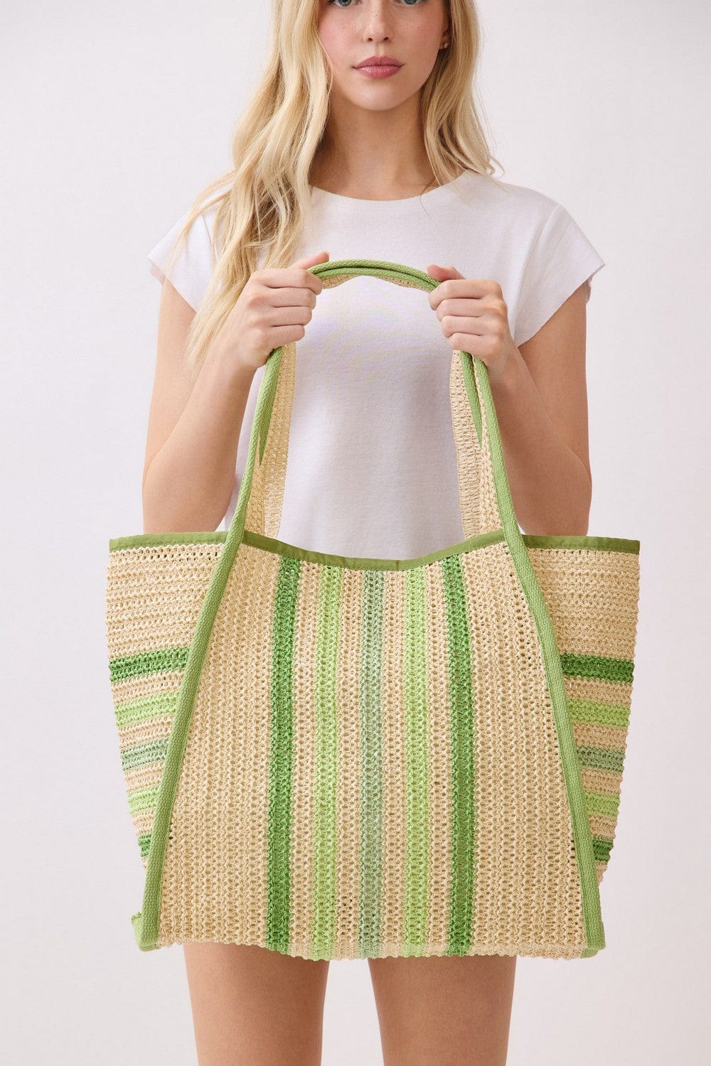 MB0323 Jennifer Multi Color Straw Beach Tote Bag - MiMi Wholesale