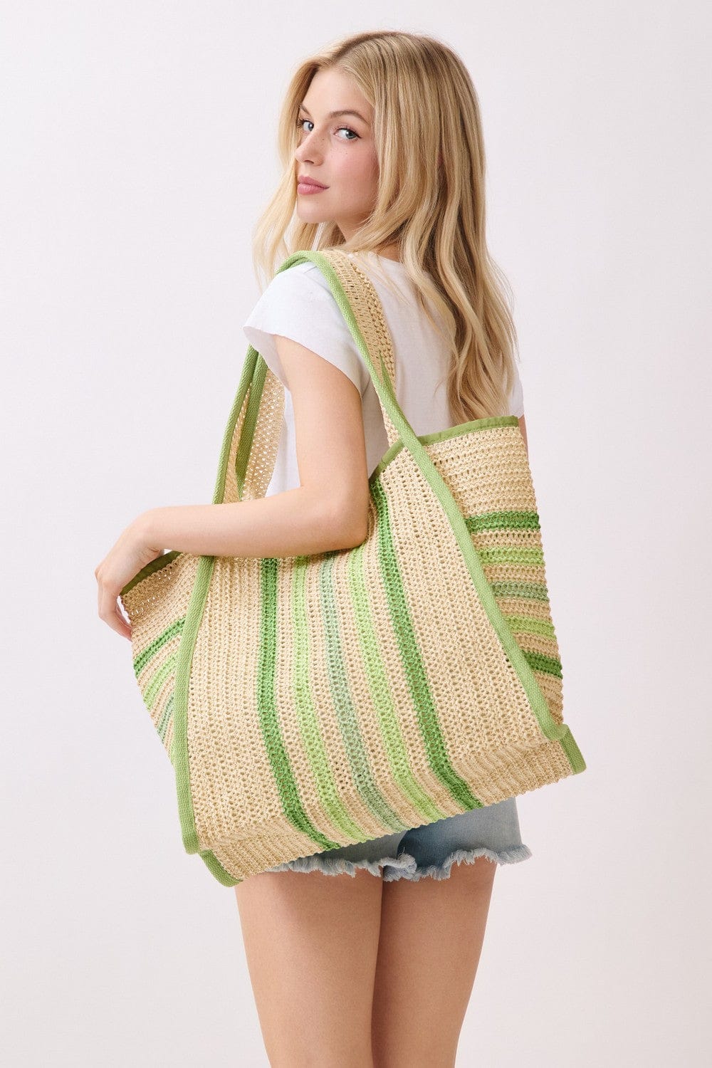 MB0323 Jennifer Multi Color Straw Beach Tote Bag - MiMi Wholesale