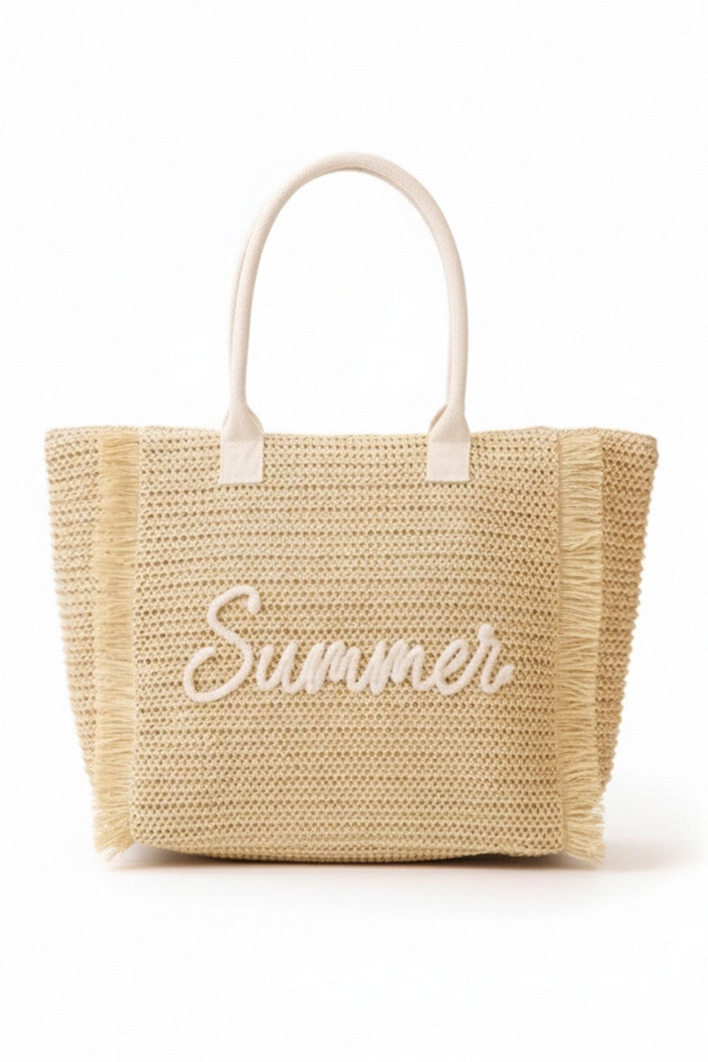 MB0326 Straw Fringe Summer Beach Tote Bag - MiMi Wholesale