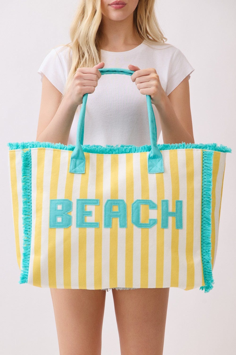 MB0331 Striped Terry Cloth Beach Tote Bag - MiMi Wholesale