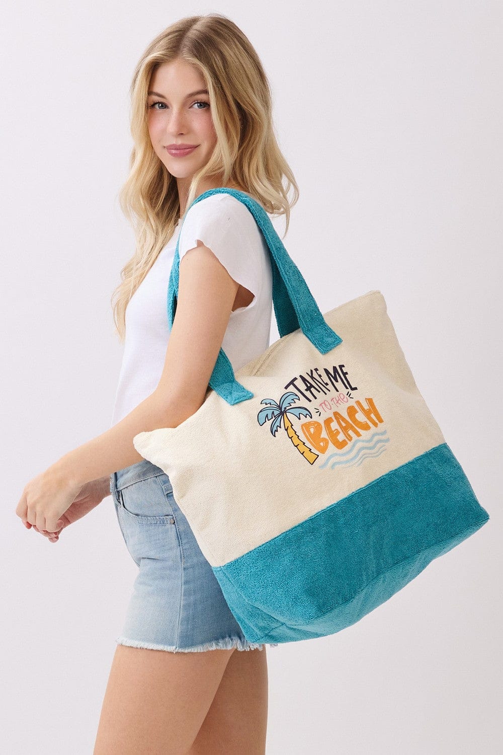 MB0347 Take Me To The Beach Terry Tote Bag - MiMi Wholesale