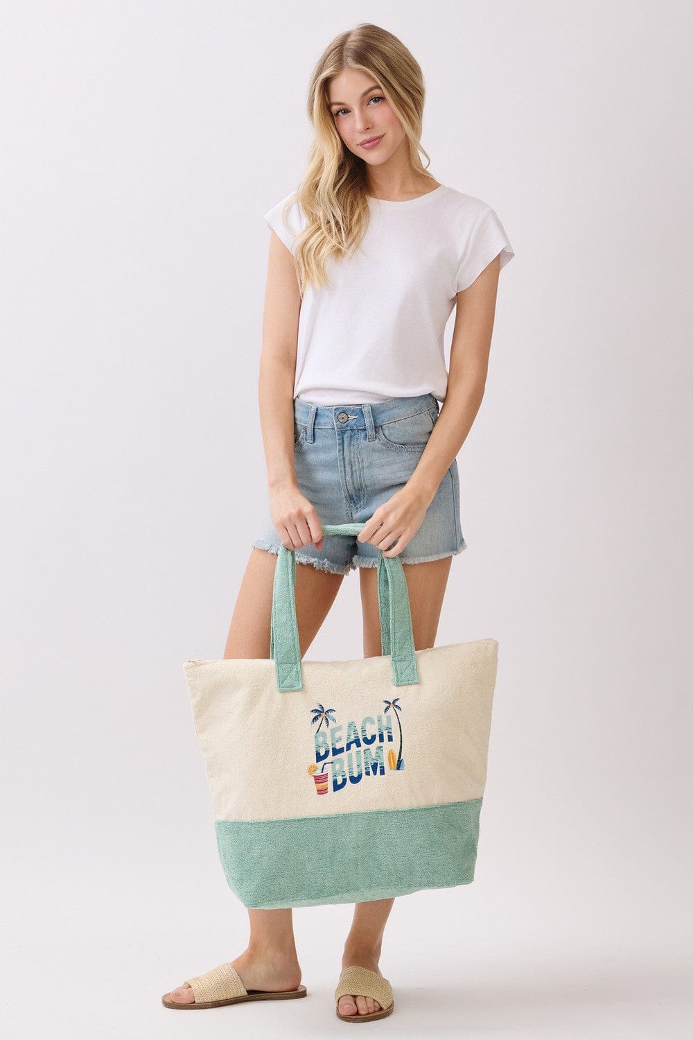 MB0350 Beach Bum Terry Tote Bag - MiMi Wholesale