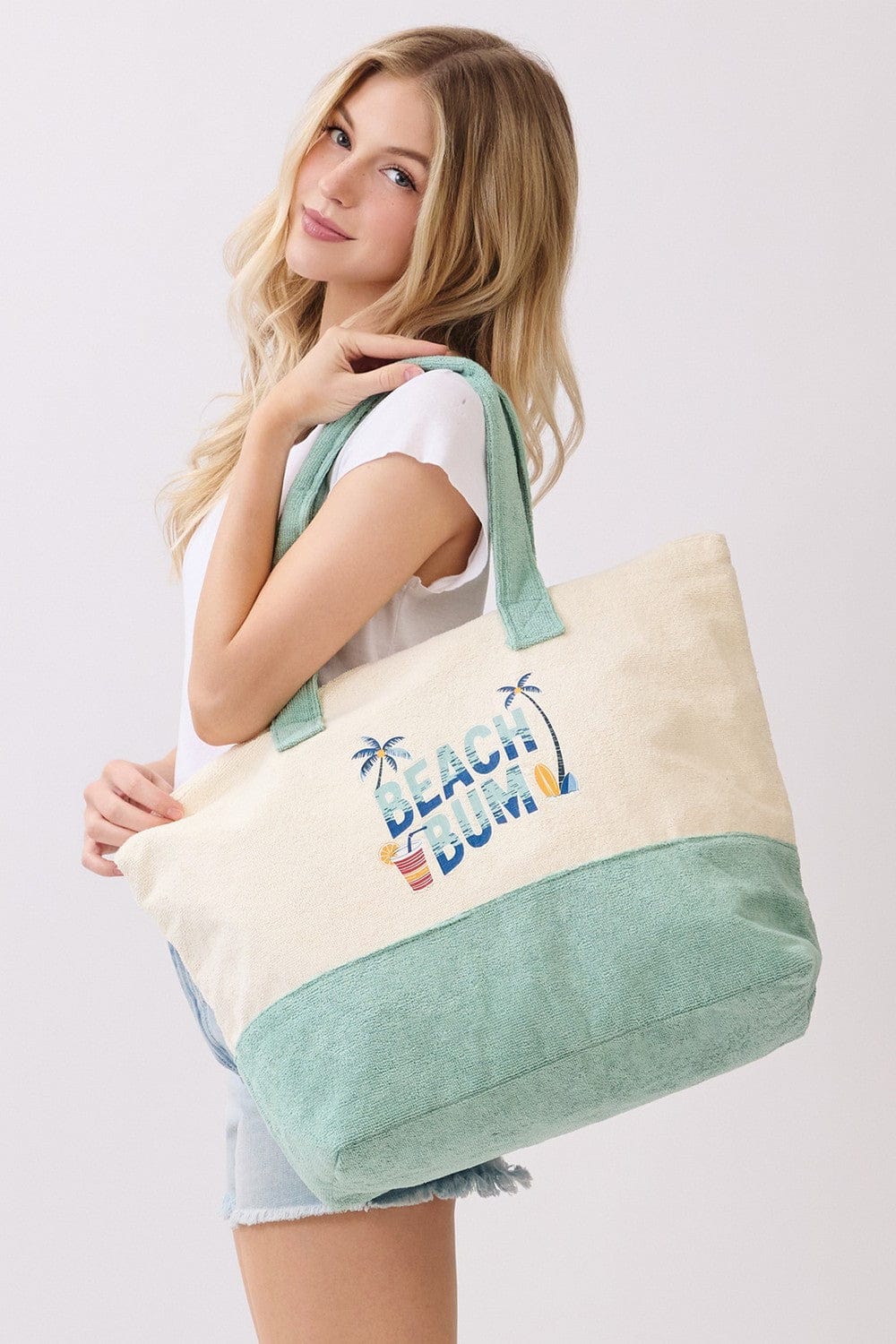 MB0350 Beach Bum Terry Tote Bag - MiMi Wholesale
